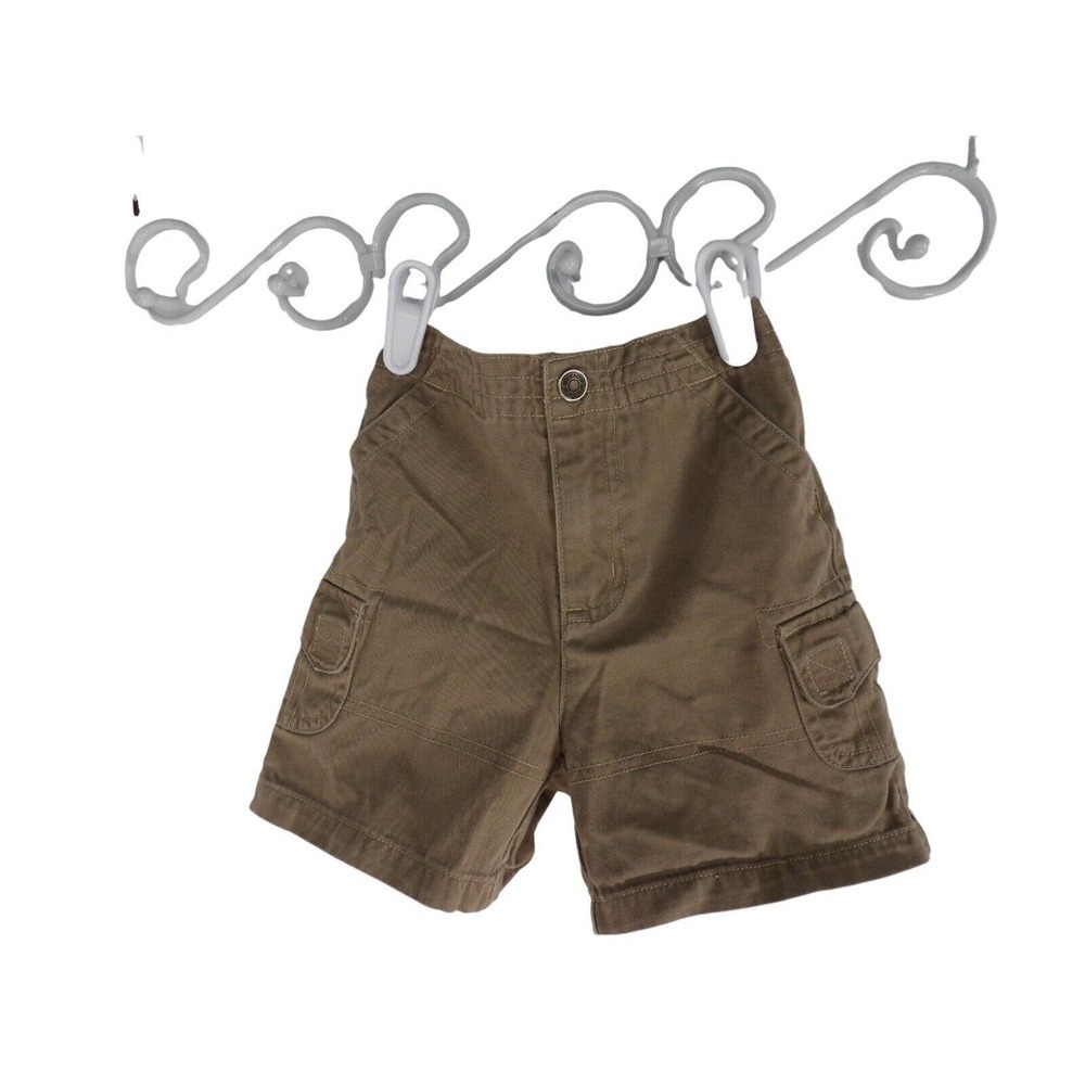 Sprockets Boys Brown Elastic Waist Flat Front Cargo Shorts Size 24 Months